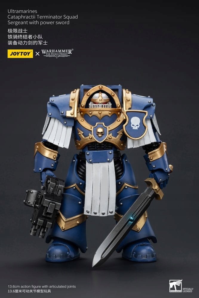 Ultramarines Cataphractii Terminator Squad Sergeant with Power Sword Warhammer The Horus Heresy 1/18 Figurka 14 cm