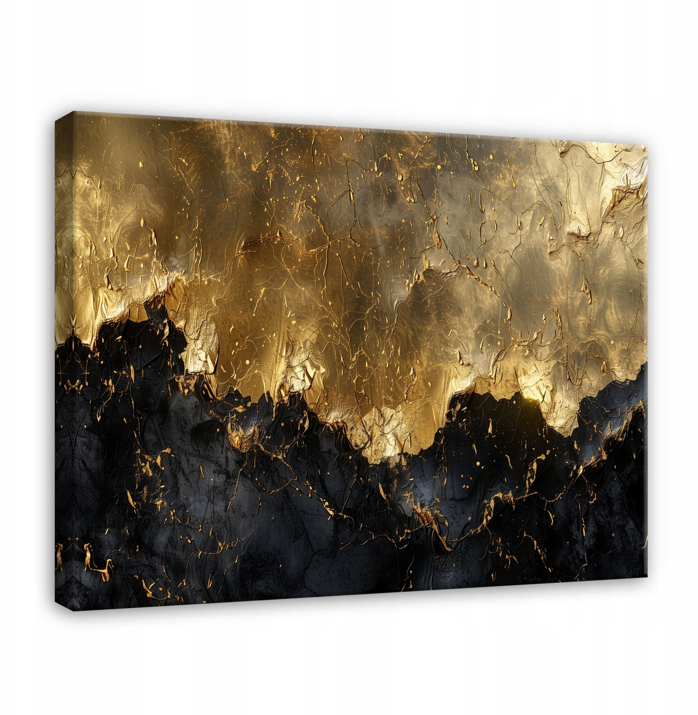 OBRAZ ABSTRAKCJA ZŁOTO CZARNY NOWOCZESNY NA PŁÓTNIE ŚCIANĘ SYPIALNIA 60x40
