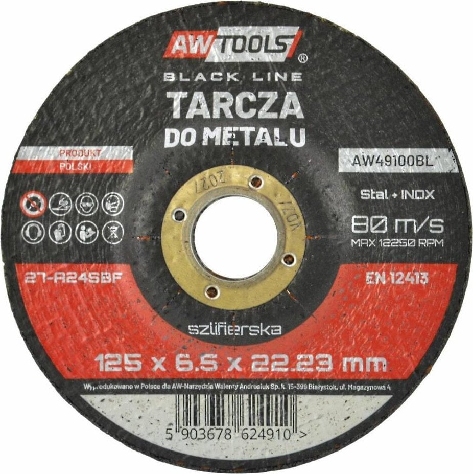 AWTools AW TARCZA DO METALU SZLIFIERSKA 125*6,5mm BLACK LINE