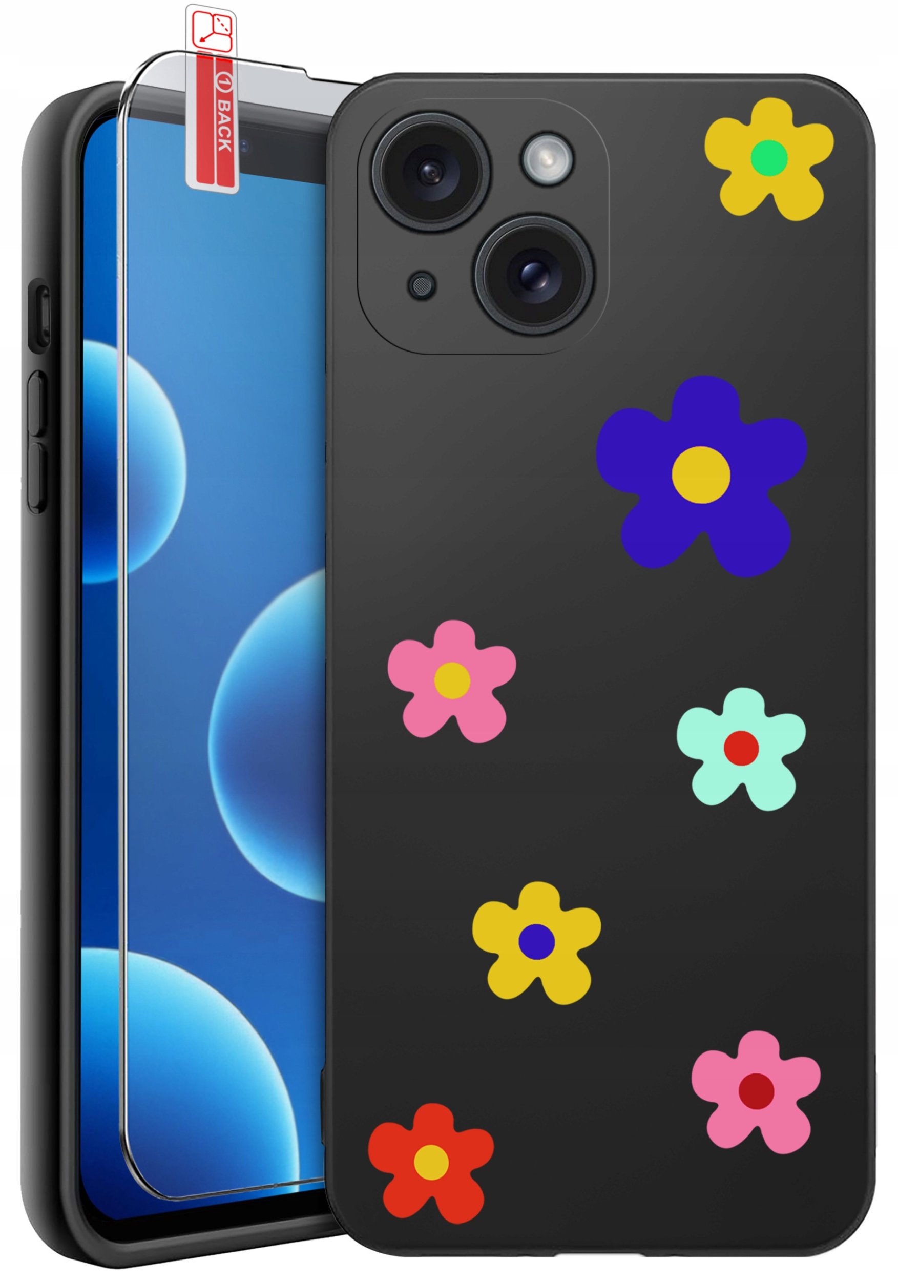 ETUI do iPhone 13 | 14 | WZORY | SILIKONOWE MATT CASE + SZKŁO 9H