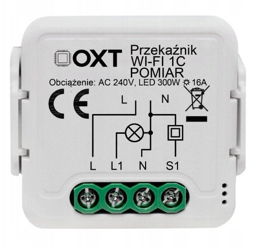 Moduł OXT przekaźnik 1 obwód pomiar 16A WIFI TUYA