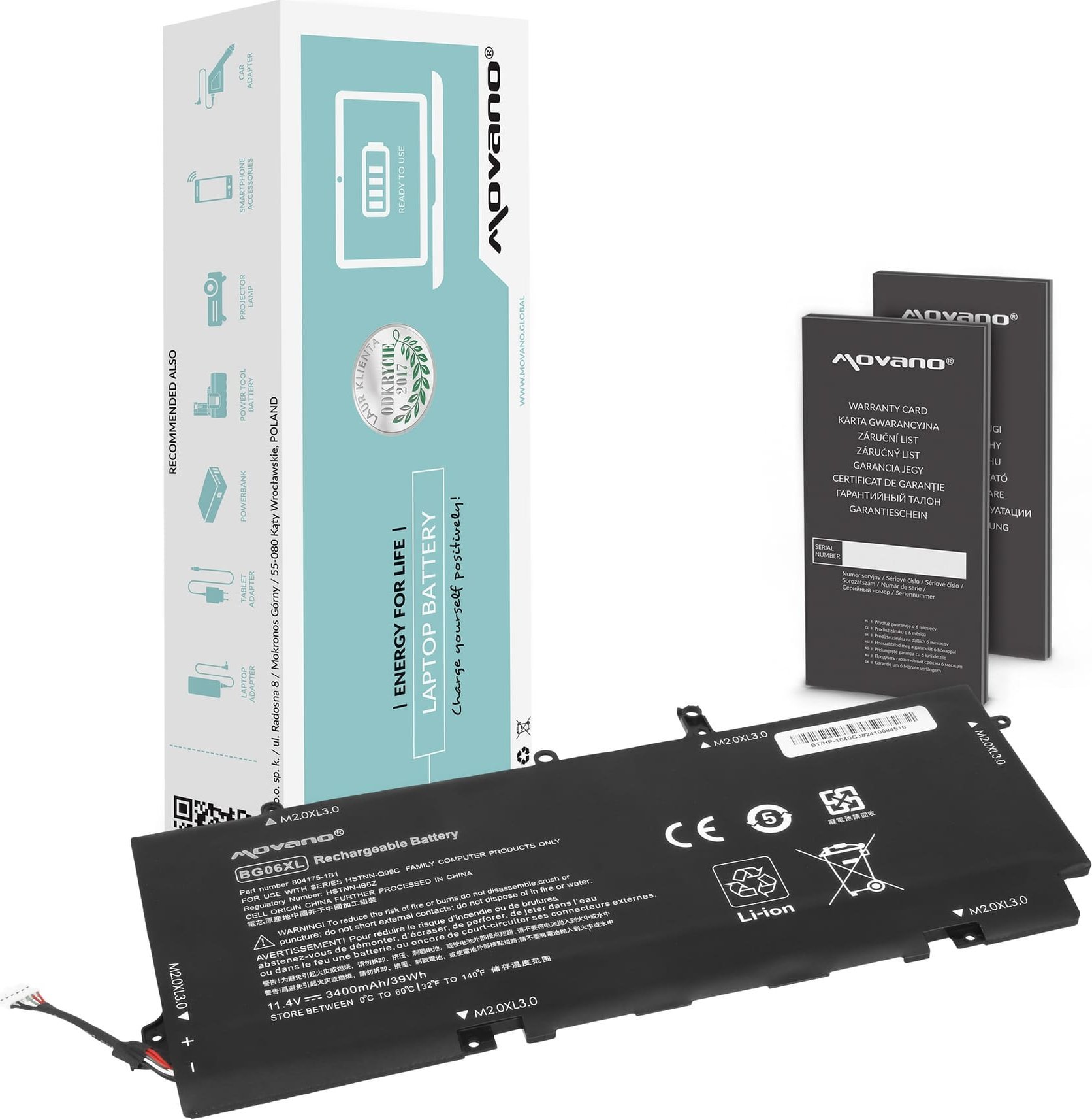 Bateria Movano do HP EliteBook Folio 1040 G3