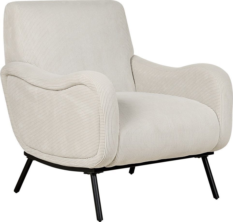 Beliani Fotel sztruksowy jasnoszary ALMIND