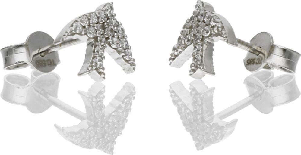 Rosanto Kolczyki jaskółki z białego złota na sztyft 585 14k