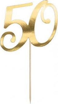 PartyDeco Topper na tort "50", złoty, 20.5cm one size