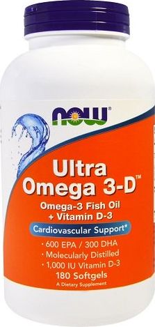 NOW Foods NOW Foods - Omega 3 z Witaminą D3, 180 kapsułek miękkich
