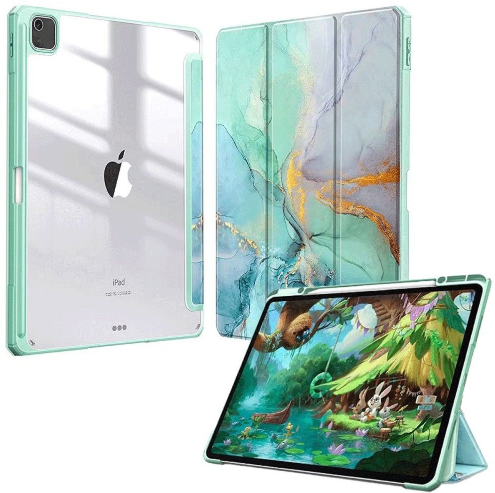 Etui Supero z Klapką do Apple iPad Air 11" 6 Gen. 2024 / iPad Air 10.9" 5 Gen. 2022 / iPad Air 10.9" 4 Gen. 2020 / iPad Air 11 2025 M3, marmurkowe zie