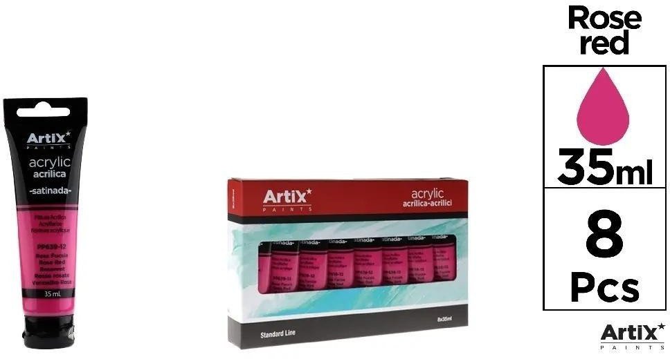 Farba akrylowa różowo-czerwona 35ml (8szt)
