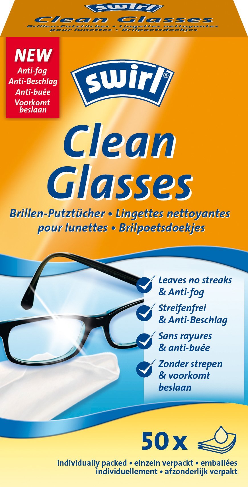 Swirl Swirl Clean Glasses 50 gab. - Vienreizejas salvetes brillu tirisanai