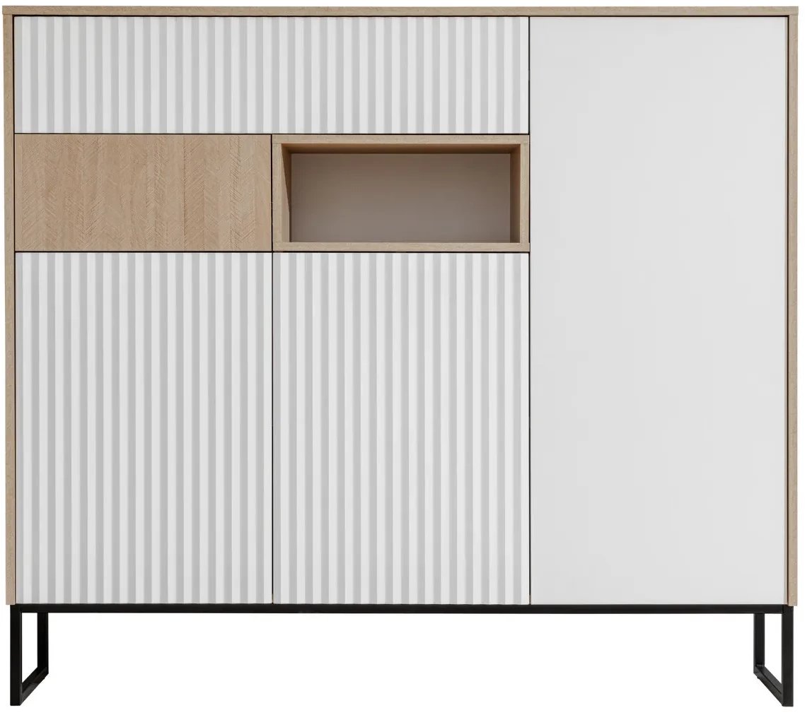 Komoda ZOE 150 3D2S jodełka scandi/biały mat FURNIVAL