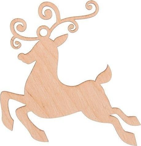 Bombka drewniana Renifer 3szt naturalna