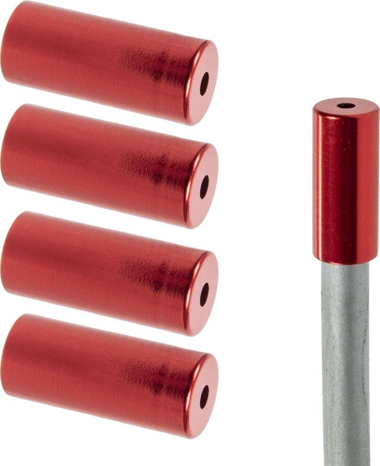 Końcówki pancerza przerzutki, aluminiowe 4 mm, 5 szt. czerwone