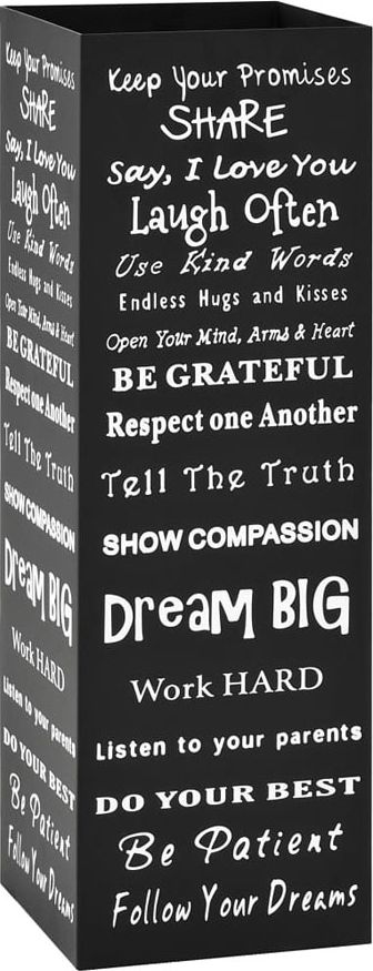 Elior Czarny prostokatny stojak na parasole z sentencjami - Bones 3S