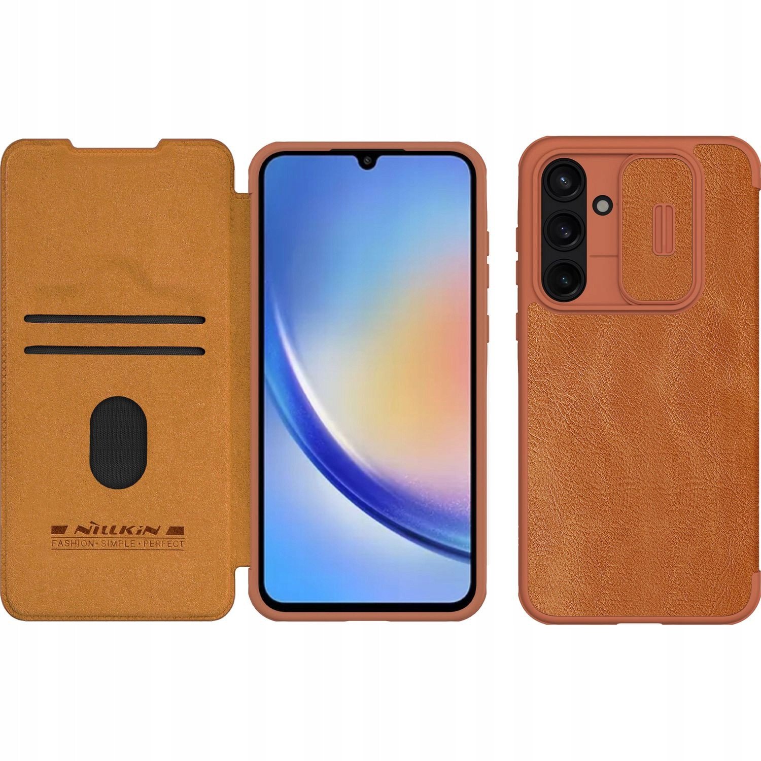 Nillkin Qin Book Pro Case For Samsung Galaxy A55 5G Brązowe