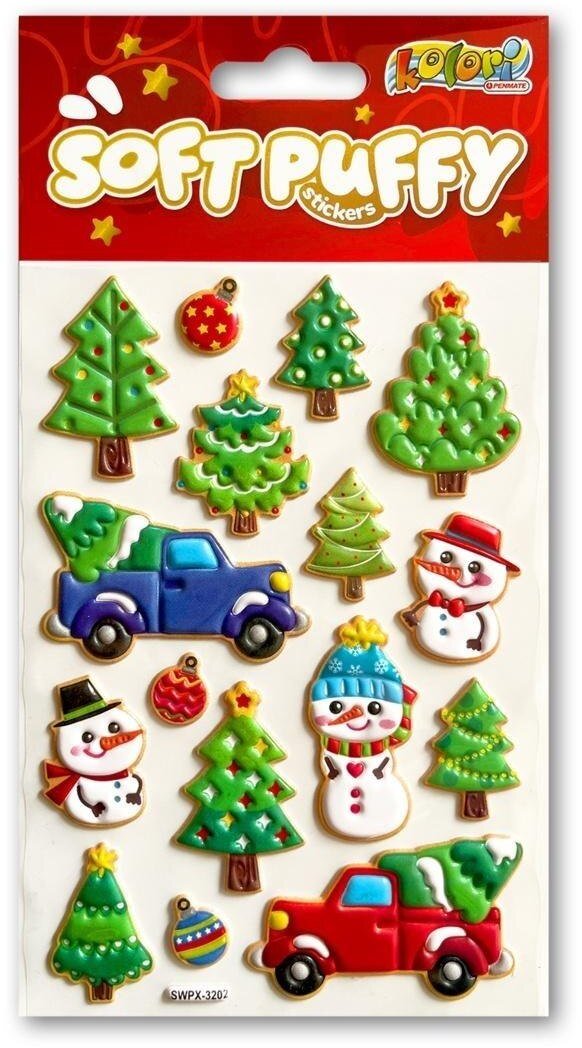 Naklejki puffy Christmas Tree and Smowmen