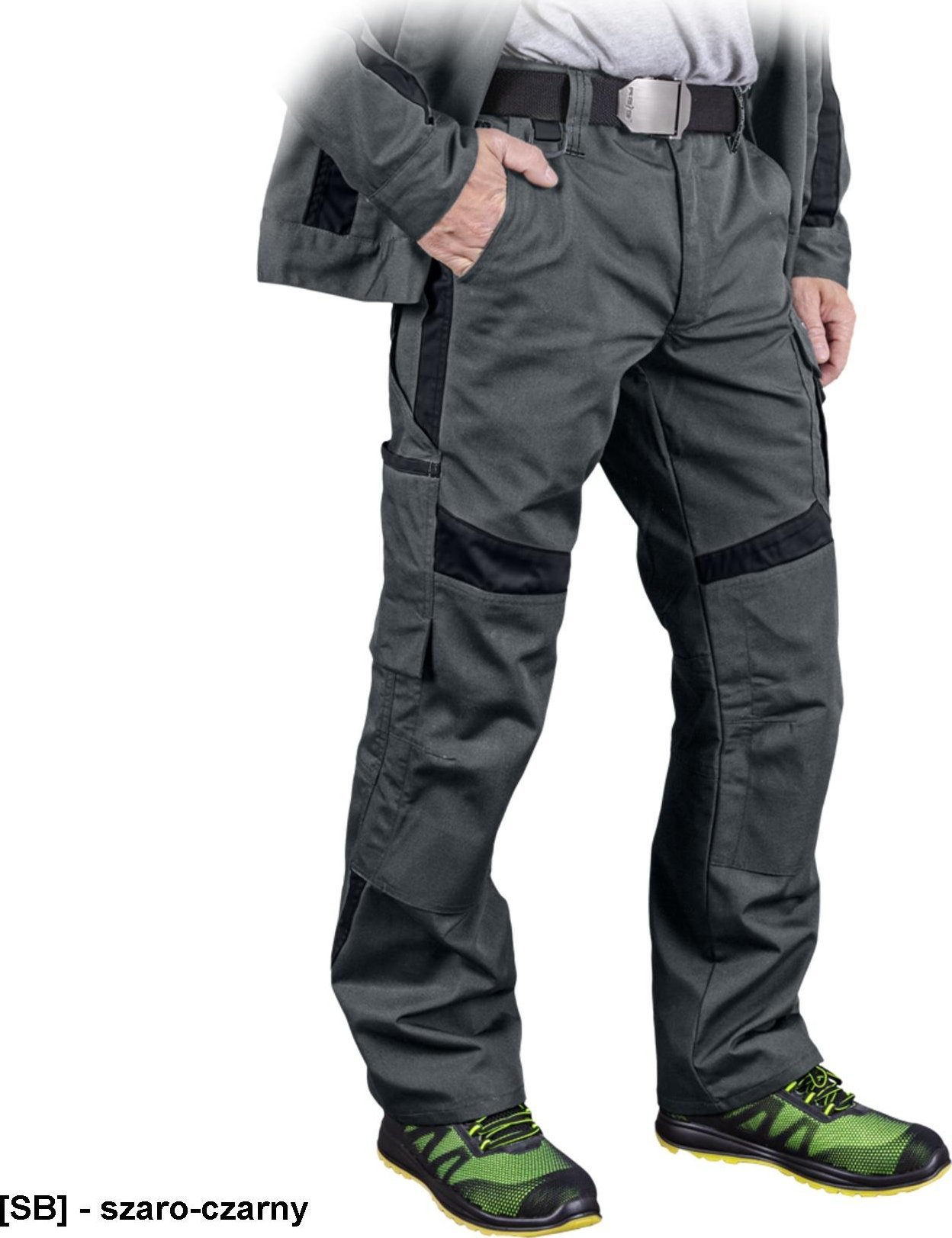 Leber&Hollman LH-TANZO-T - spodnie ochronne do pasa, kontrastowe wstawki, 7 kieszeni, 65% poliester, 35% bawełna 270 g/m2, - szaro-czarny 48