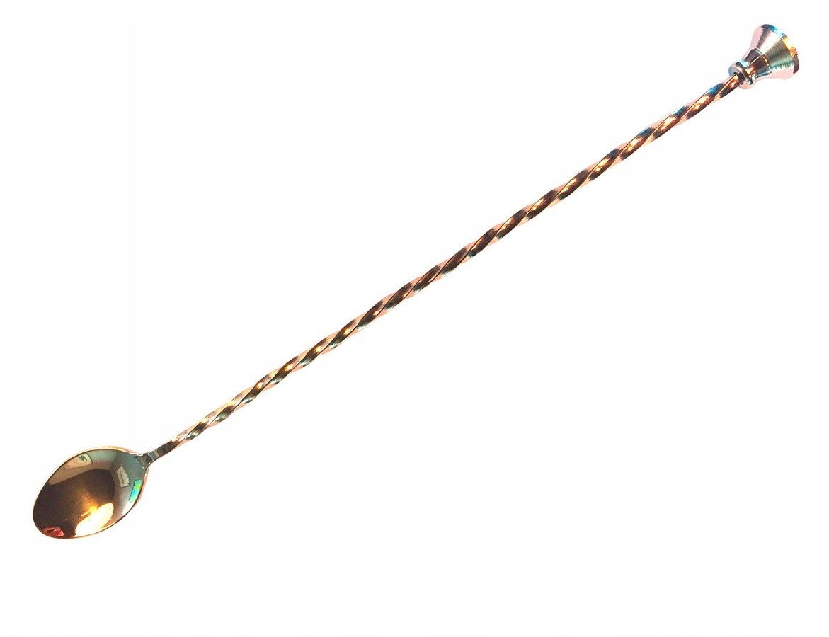 Łyżka barmańska z muddlerem 30 cm miedziana