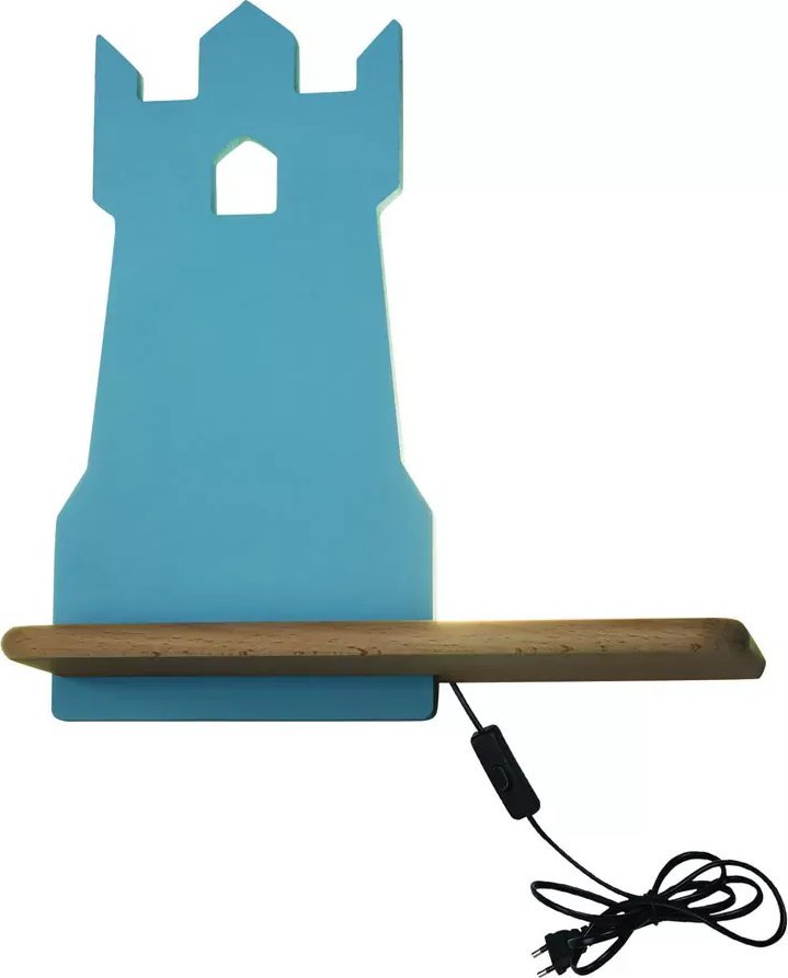 Lumes Niebieski kinkiet dziecięcy z przewodem i półką - K026-Zizi