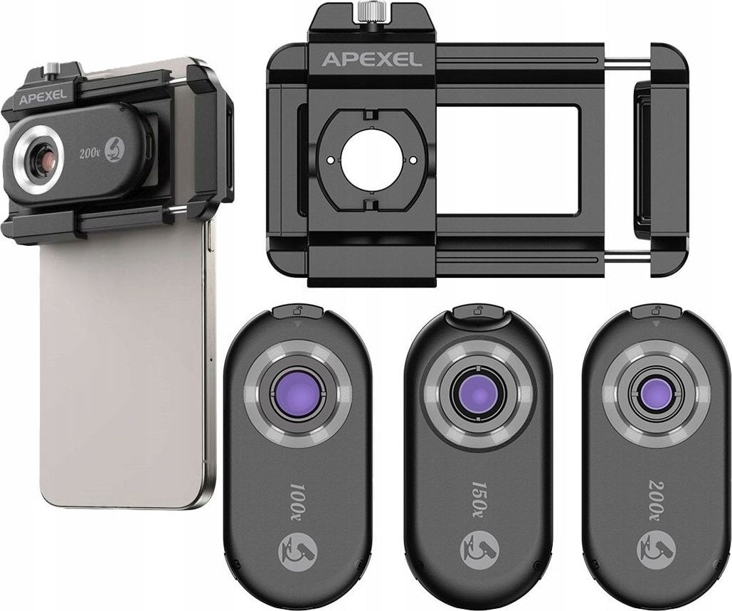 Apexel 3x Obiektyw MIKROSKOP CYFROWY 200x 150x 100x Filtr CPL do Telefonu Telefon / APL-MS3IN1