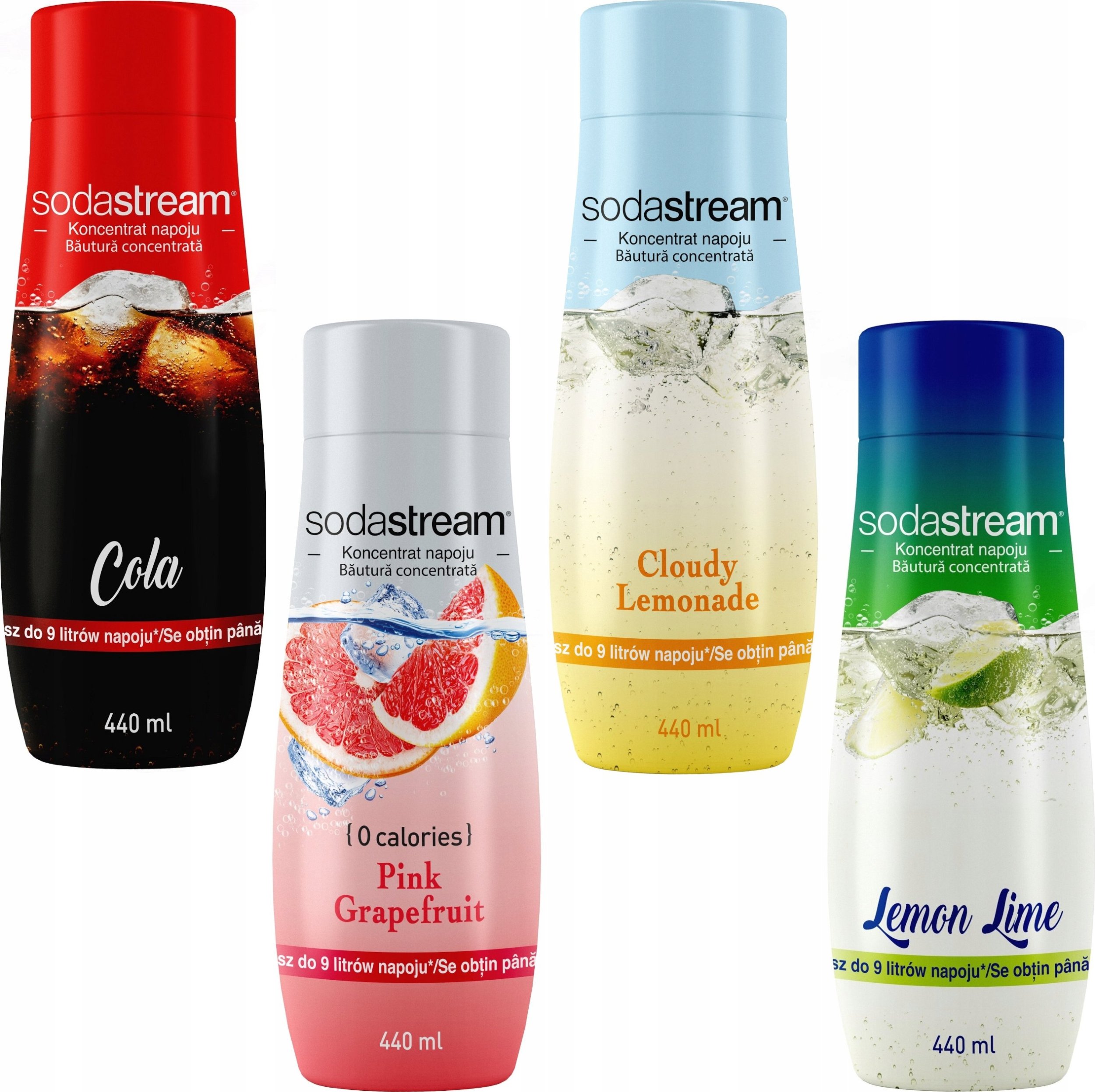 Zestaw 4 koncentratów SodaStream Cola+Grapefruit+Lemonade+Lemon-Lime