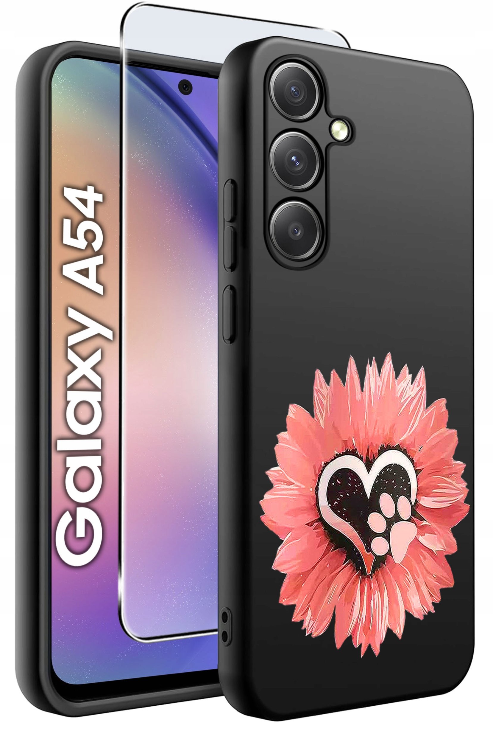 ETUI do Samsung A54 5G WZORY | SILIKONOWE MATT CASE + SZKŁO 9H