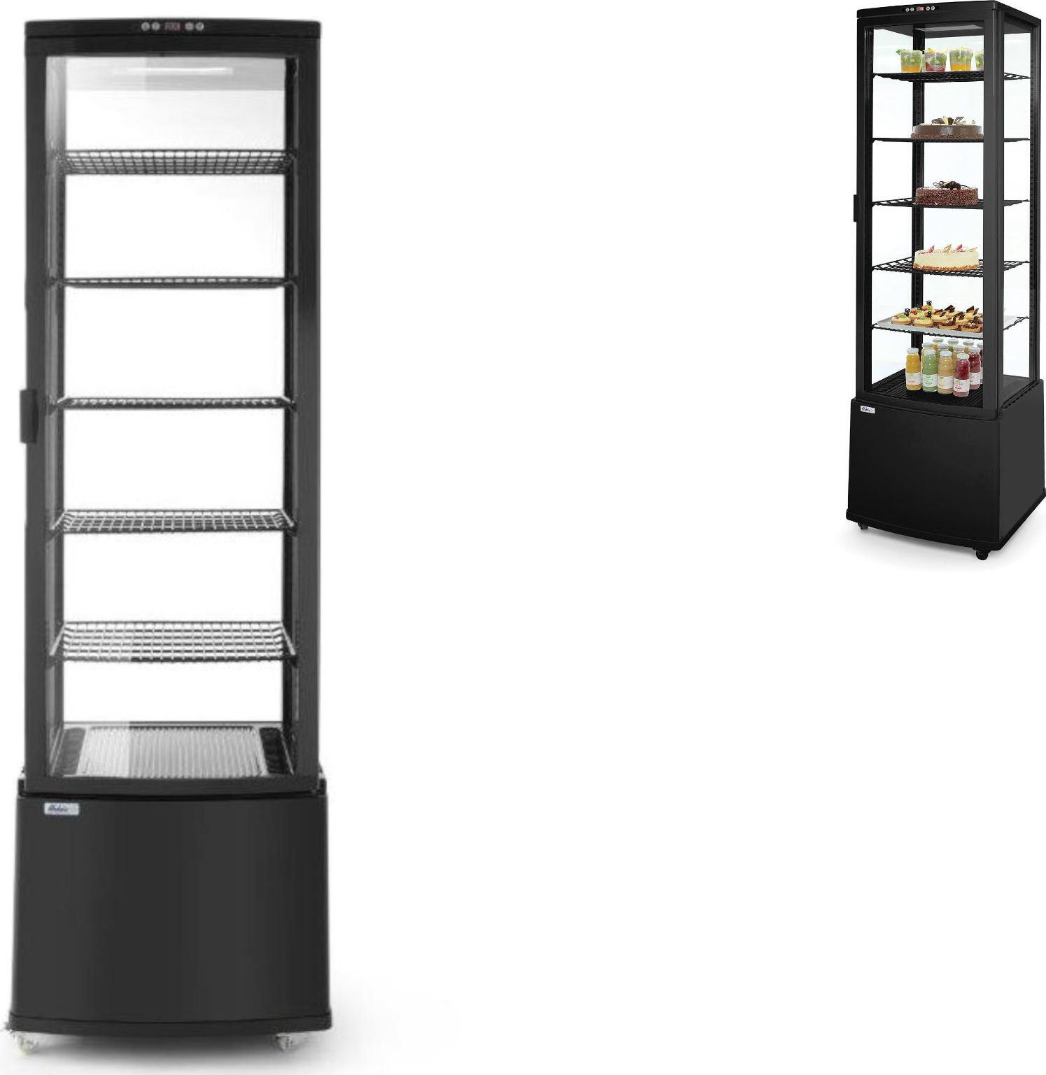 Witryna chłodnicza ARKTIC Witryna chłodnicza cukiernicza na kółkach 5 półek 280L LED - czarna Witryna chłodnicza cukiernicza na kółkach 5 półek 280L L