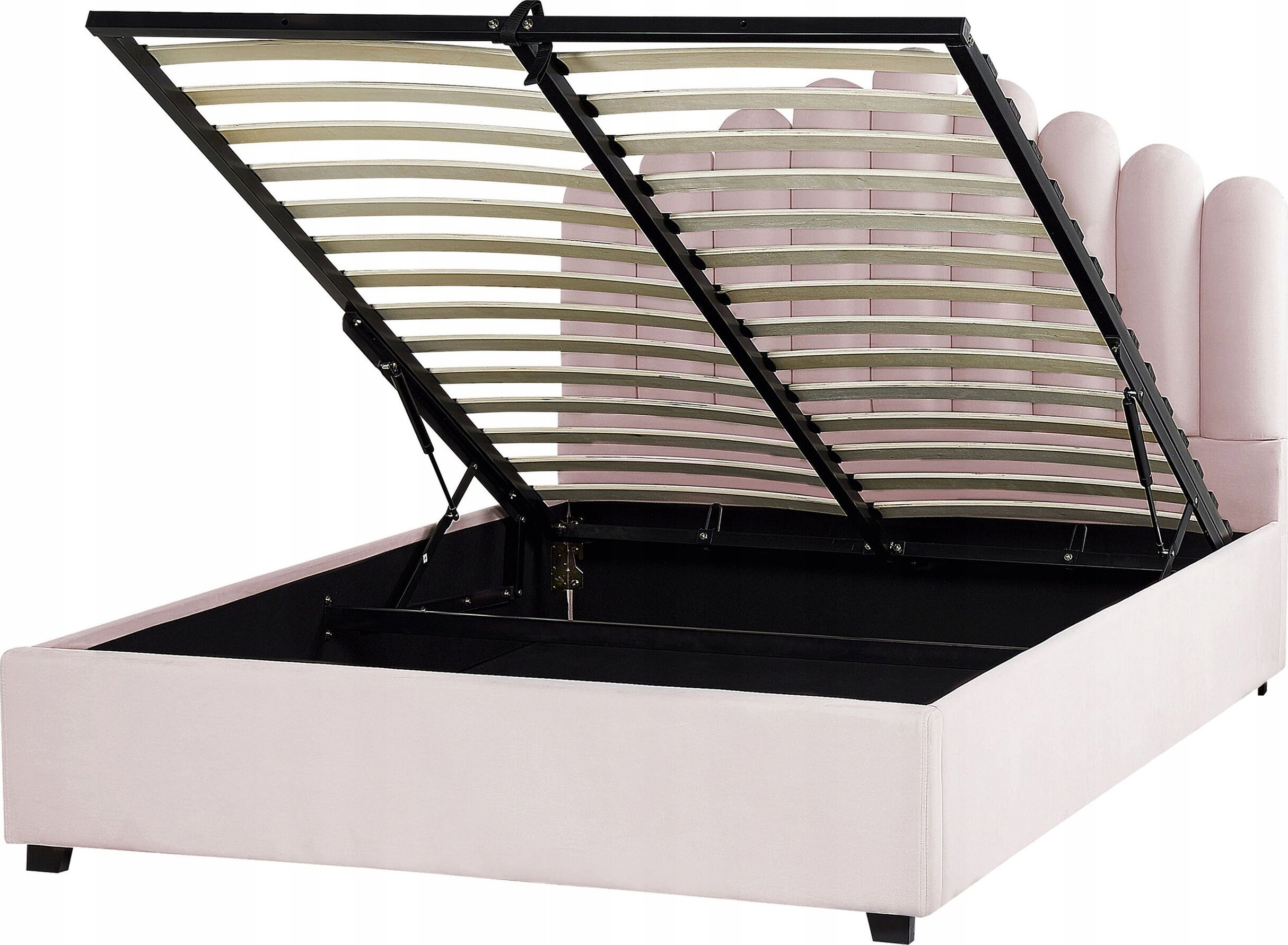 Beliani Łóżko z pojemnikiem welurowe 160 x 200 cm różowe VINCENNES