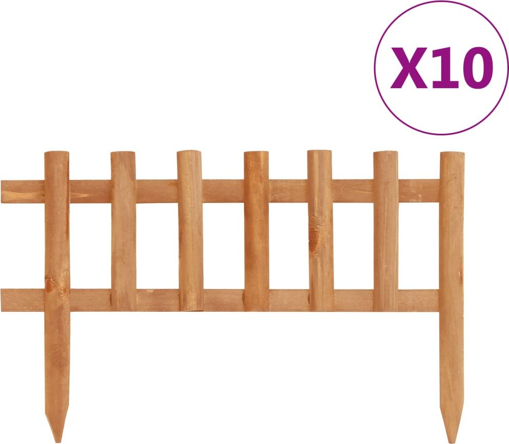vidaXL Obrzeża trawnikowe, 10 szt., drewno jodłowe, 4,4 m