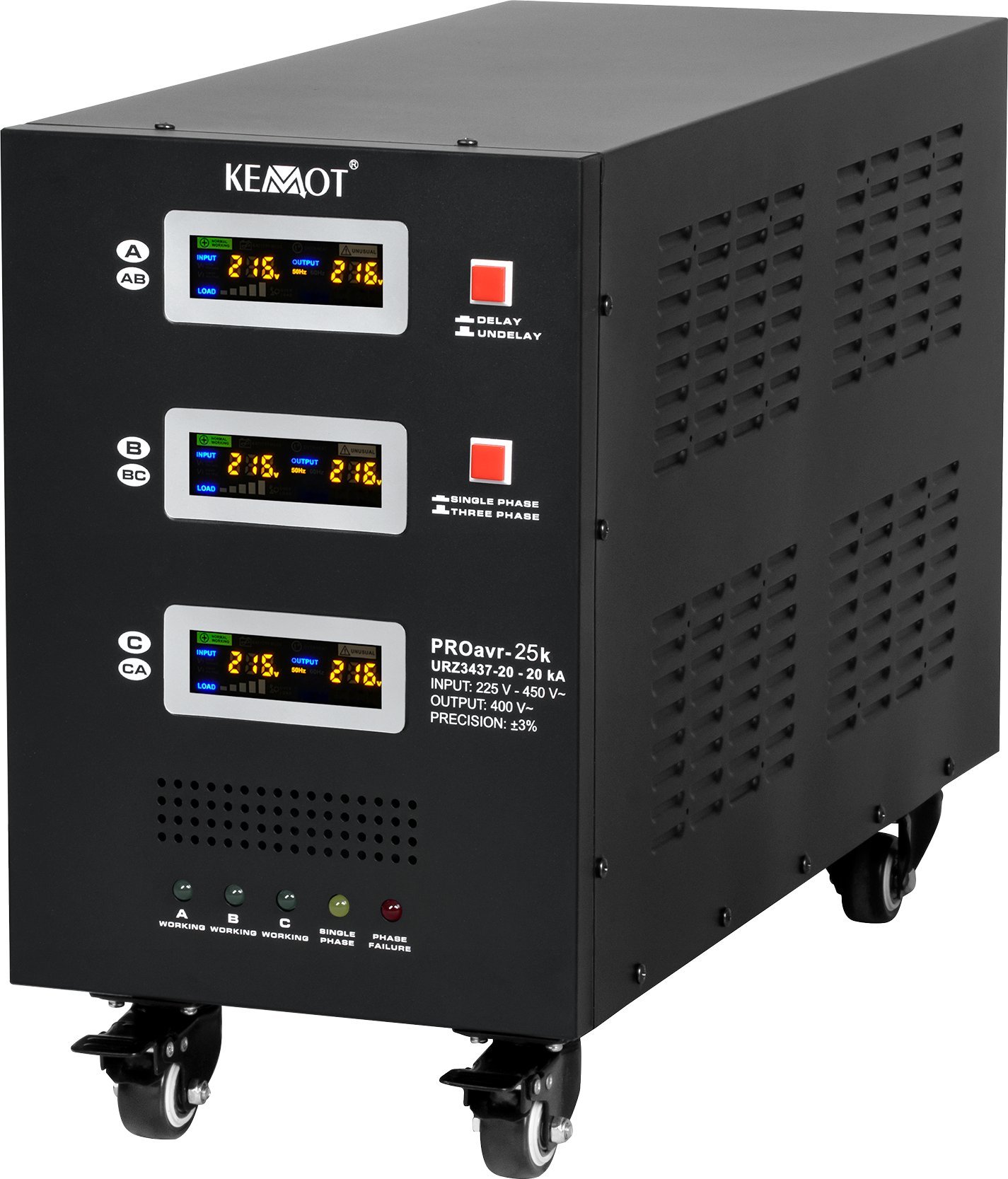 PCE Automatyczny trójfazowy stabilizator napięcia KEMOT PROavr-25k