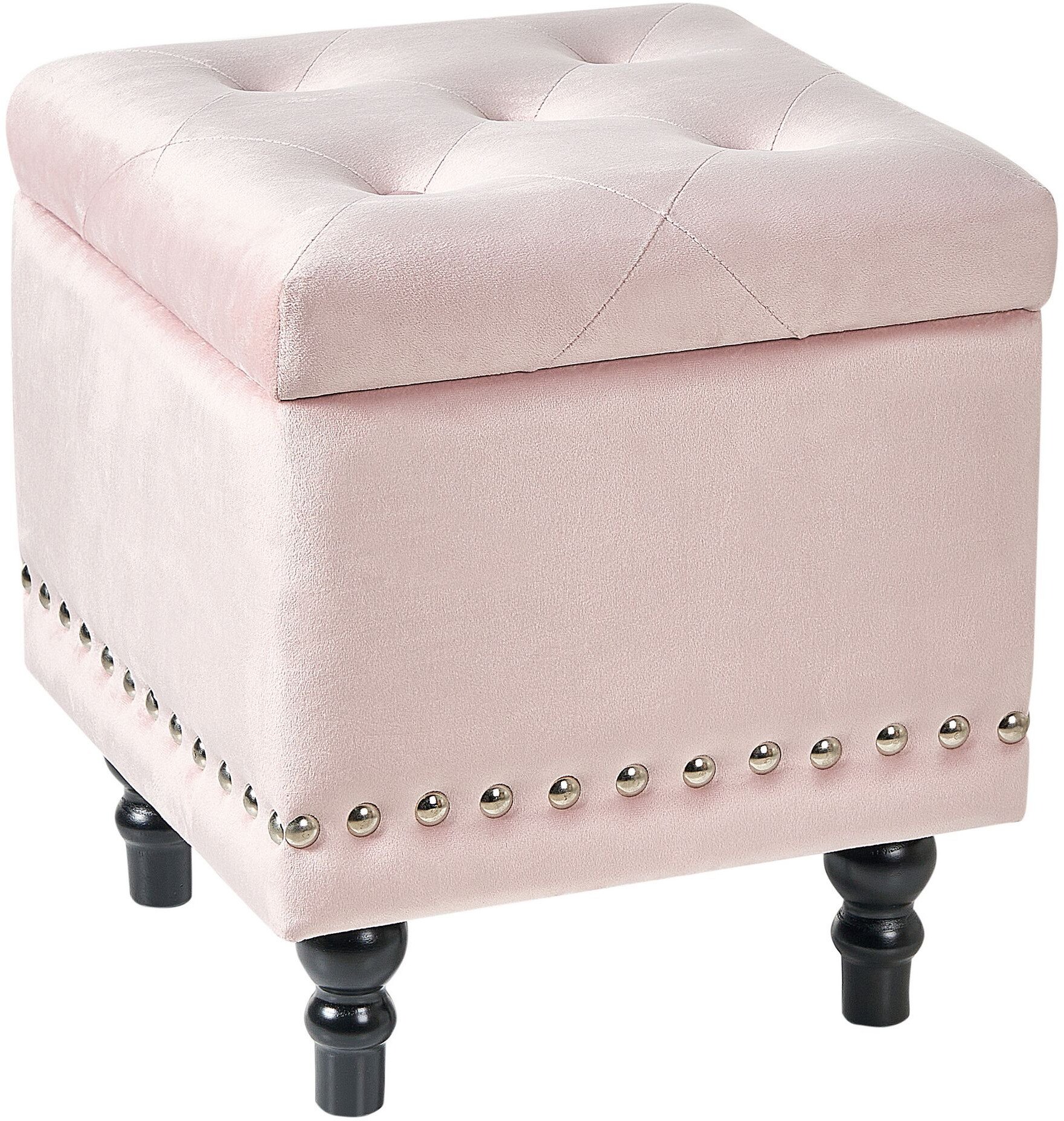 Puf ze schowkiem welurowy 37 x 37 x 40 cm różowy LORETTO