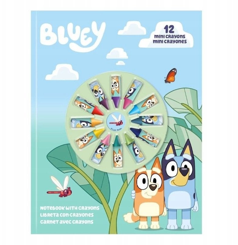 Notatnik Bluey z mini kredkami