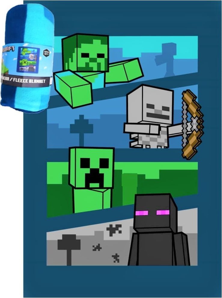 Jerry Fabrics Koc dziecięcy polarowy Minecraft 100x150 kocyk