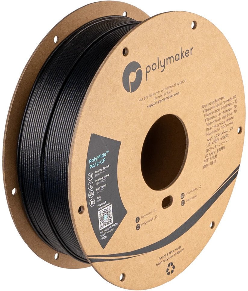 Filament Polymaker PolyMide PA12-CF 1,75mm 0,5kg - Black}