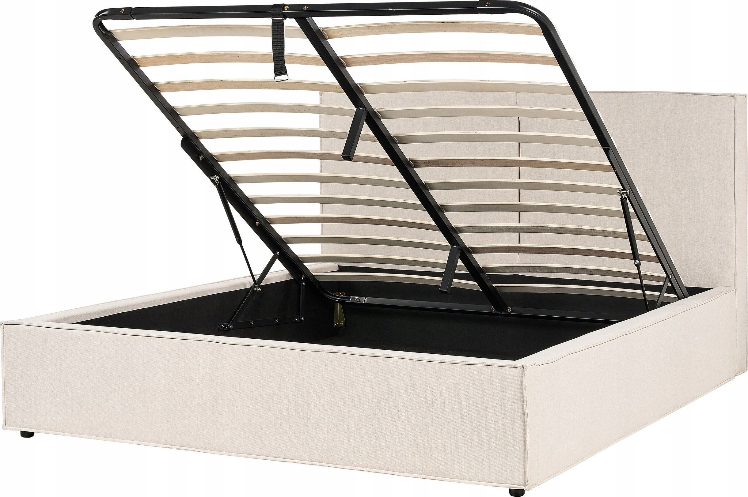 Beliani Łóżko z pojemnikiem tapicerowane 160 x 200 cm beżowe MOISSAC