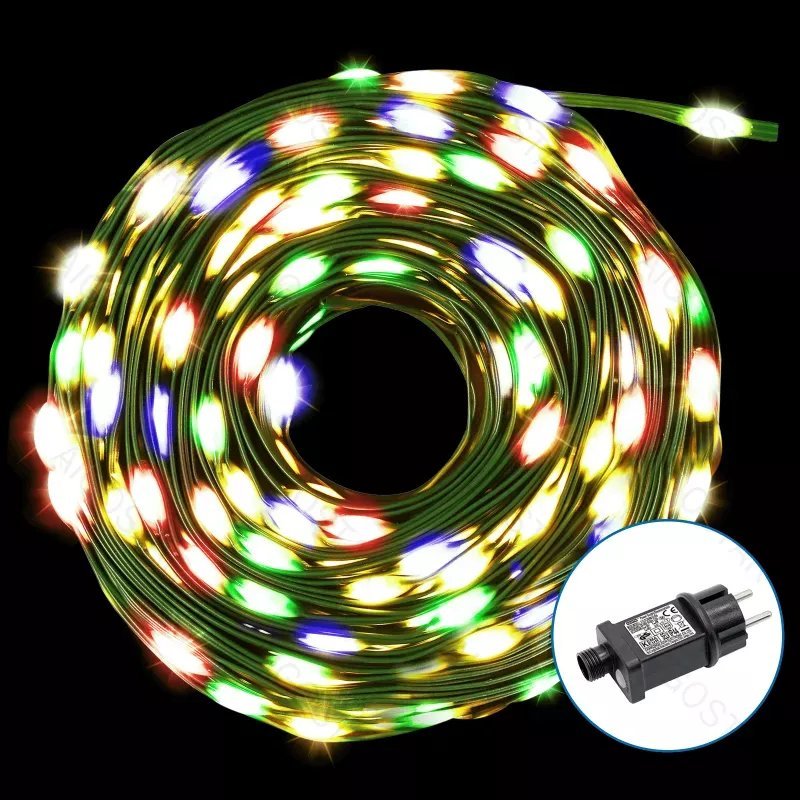 Lampki choinkowe Aigostar Niskonapięciowe lampki choinkowe 100 led taśmowe multikolor 10m Niskonapięciowa taśma świetlna PVC i miedź, RGBY, 10m