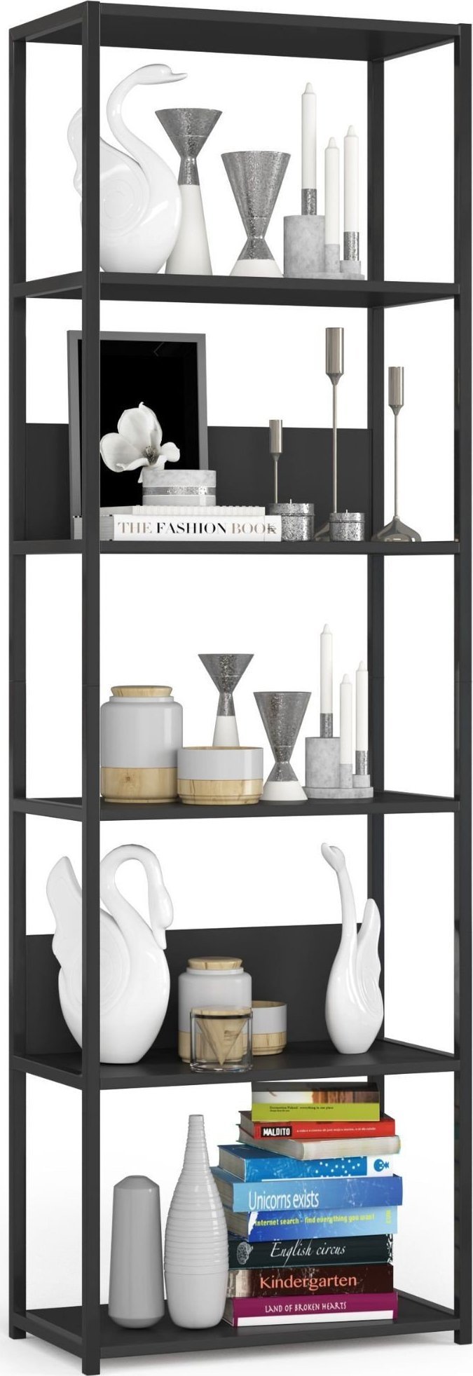 Fabryka Mebli Akord Regał loftowy metalowy 60 cm - czarny-czarny - 6 półek