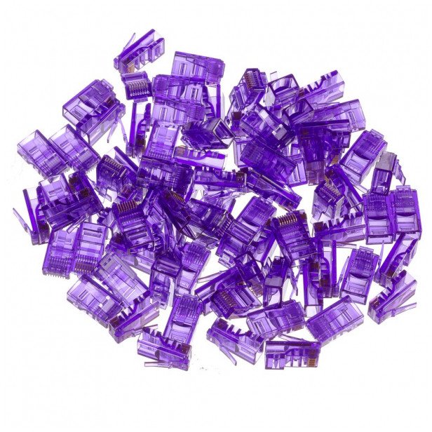 Netrack wtyk RJ45 8p8c UTP drut, kat. 5e (100 szt), fioletowy