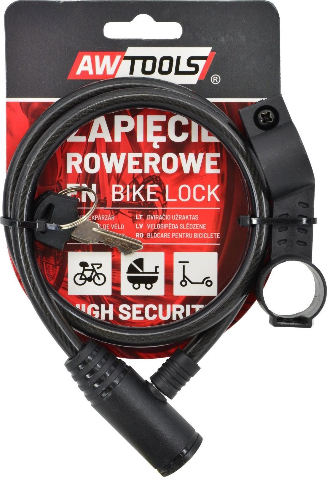 AWTOOLS ZAPIĘCIE ROWEROWE fi 8 x 65cm