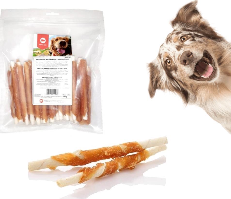 Maced MACED PAŁECZKI WOŁOWE BIAŁE Z KURCZAKIEM 500G PRZYSMAK DLA PSA