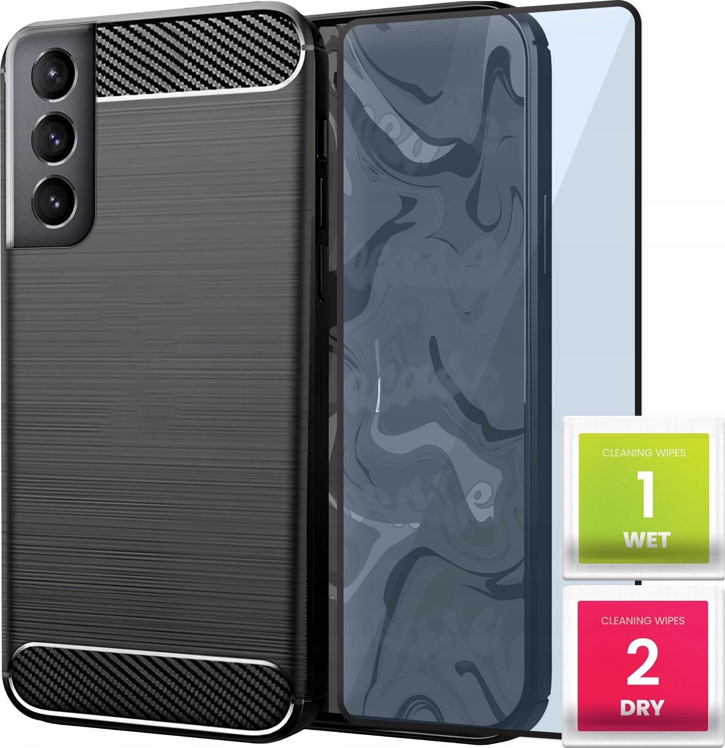 Hello Case ETUI DO SAMSUNG GALAXY S21 | PANCERNE KARBON CASE CZARNE | OBUDOWA SZKŁO