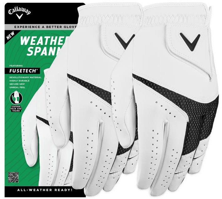 Rękawice golfowe CALLAWAY Weather Spann MLH, mod.23 (2-pak, sztuczna skóra, biała, rozm. S)