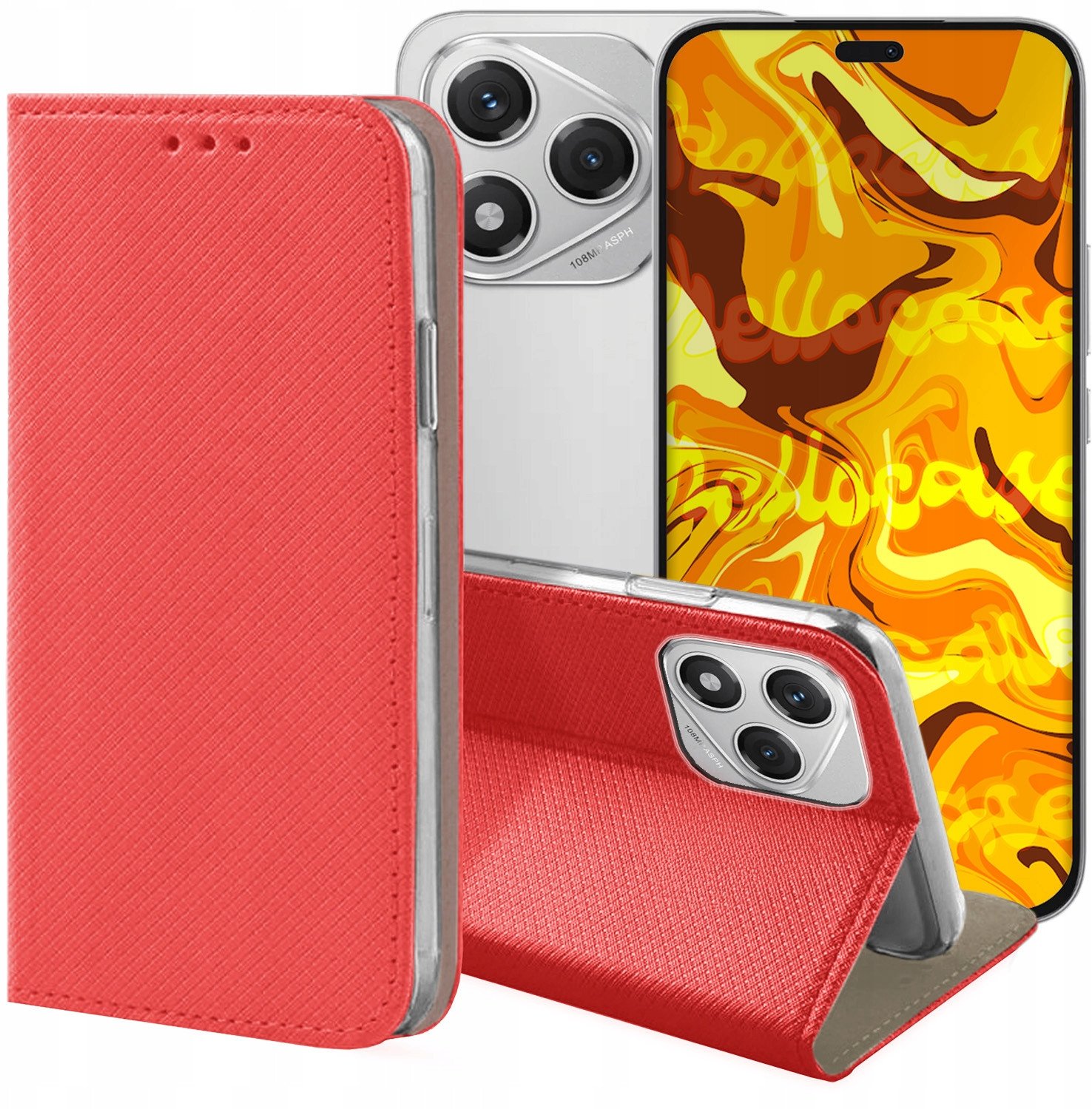 ETUI Z KLAPKĄ DO HONOR 400 LITE CZERWONE ZAMYKANE MAGNETYCZNE KABURA CASE