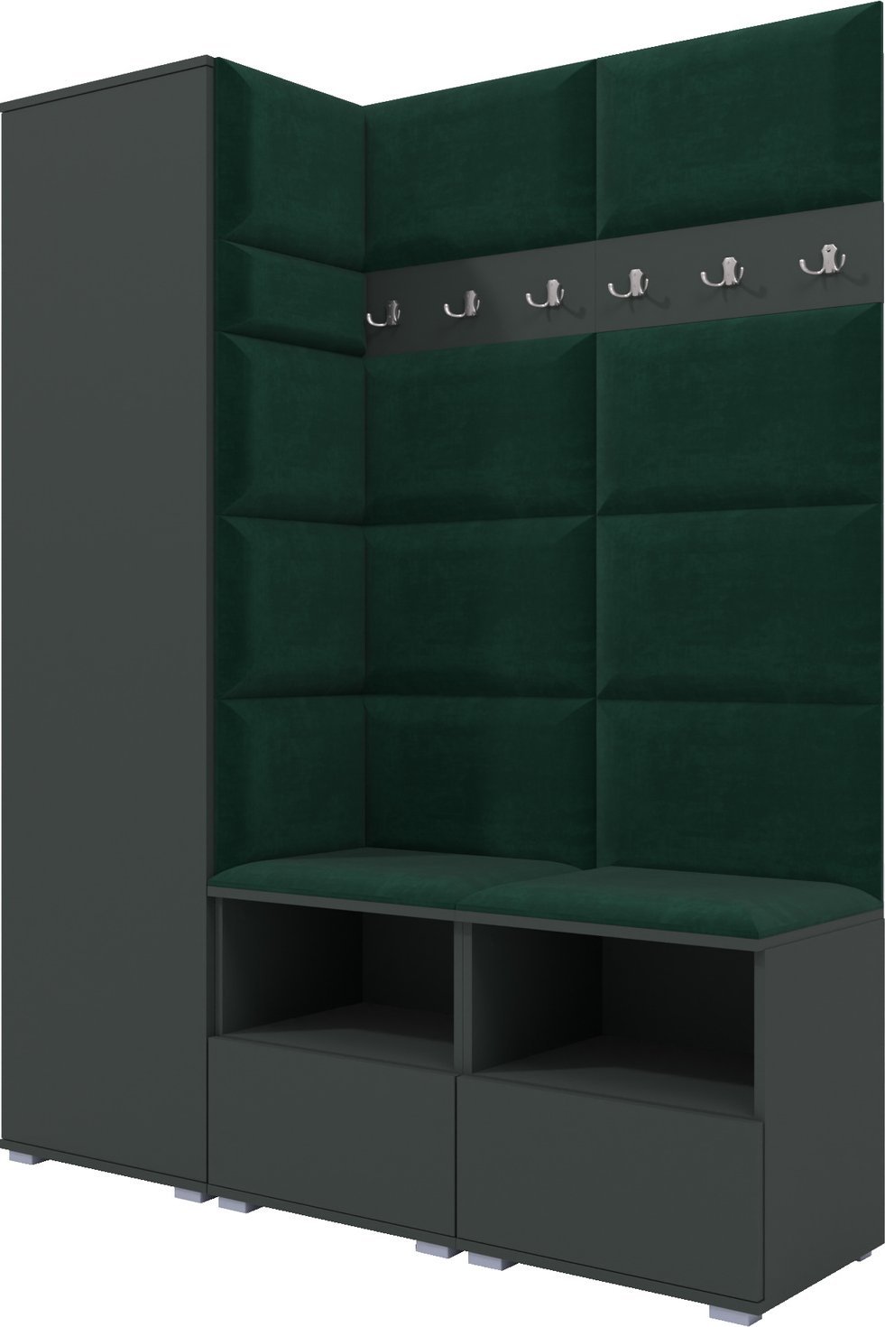 Ravio Tapicerowana garderoba Nela II - kolor grafit + tkanina Trinity 28