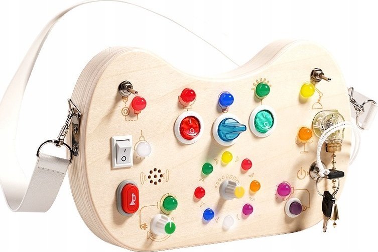 Drewniana Tablica Torba Sensoryczna Led Montessori Z Włącznikami Światło
