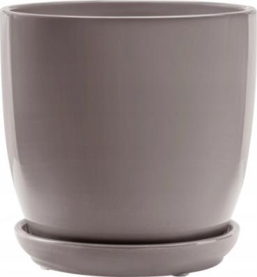 Polnix Doniczka ceramiczna z podstawką 15 cm beżowa