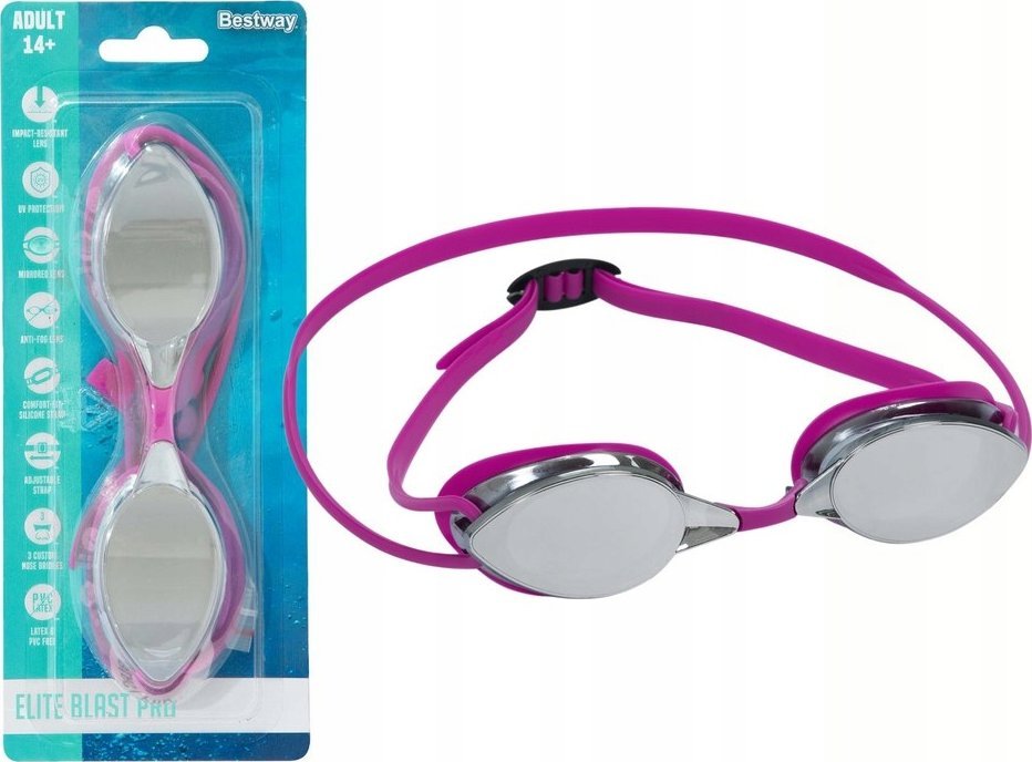 Bestway Okulary Do Pływania Lustrzane Różowe Bestway 21066