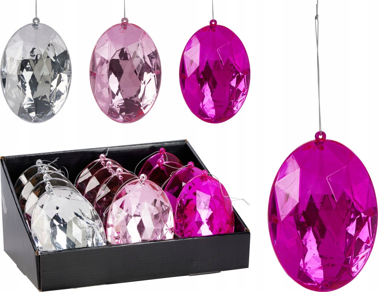 Bombka choinkowa plastikowa diament 10x6x10,5 cm 3 kolory do wyboru