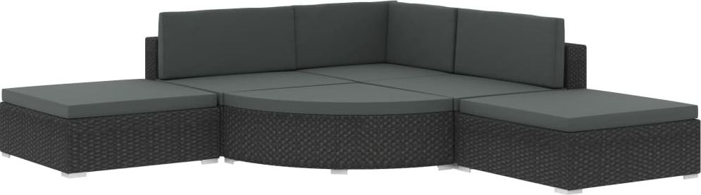 vidaXL 6 częściowy zestaw mebli do ogrodu, z poduszkami, polirattan, czarny (46752)