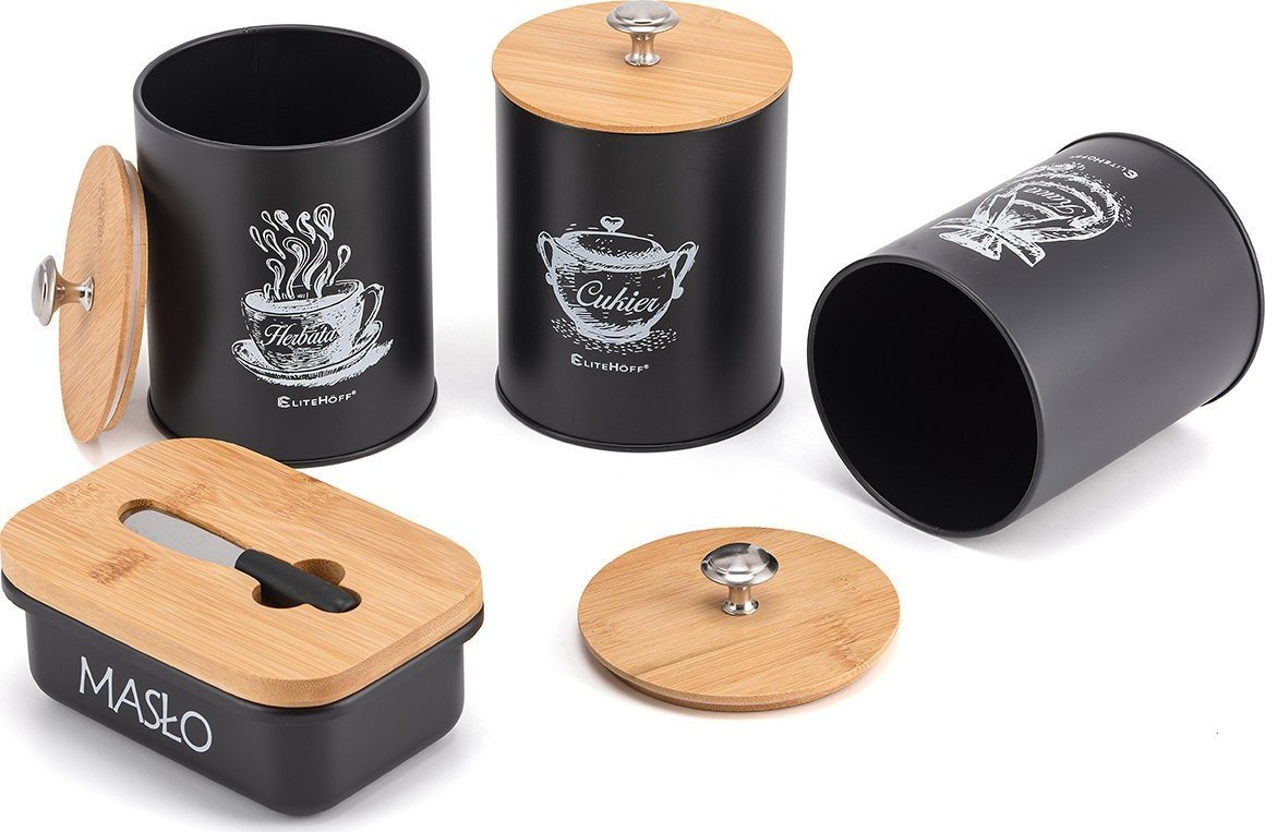 Elitehoff Zestaw 3 Pojemników Kuchennych I Maselniczka E-6057