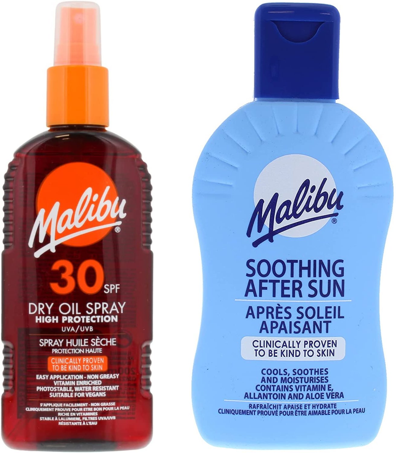 Malibu SPF30 Olejek Brązujący 200ml + Balsam Po Opalaniu 200ml